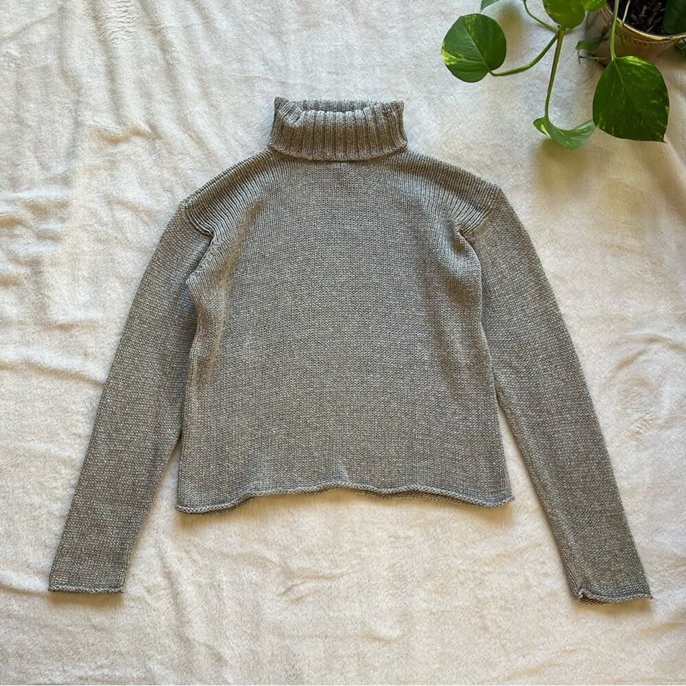 Eileen Fisher Cotton Blend Italian Yarn Turtleneck Sweater